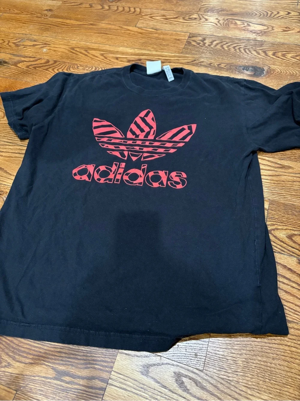adidas Black Tee with Red Trefoil Graphic